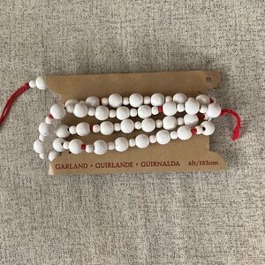Crate & Barrel White and Red Beaded Garland